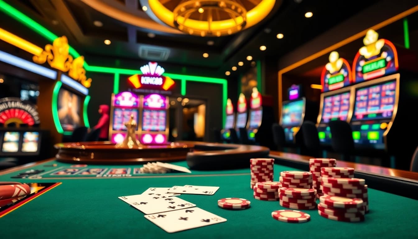 Experience the excitement of King88 com with vibrant casino tables and high-stakes action.