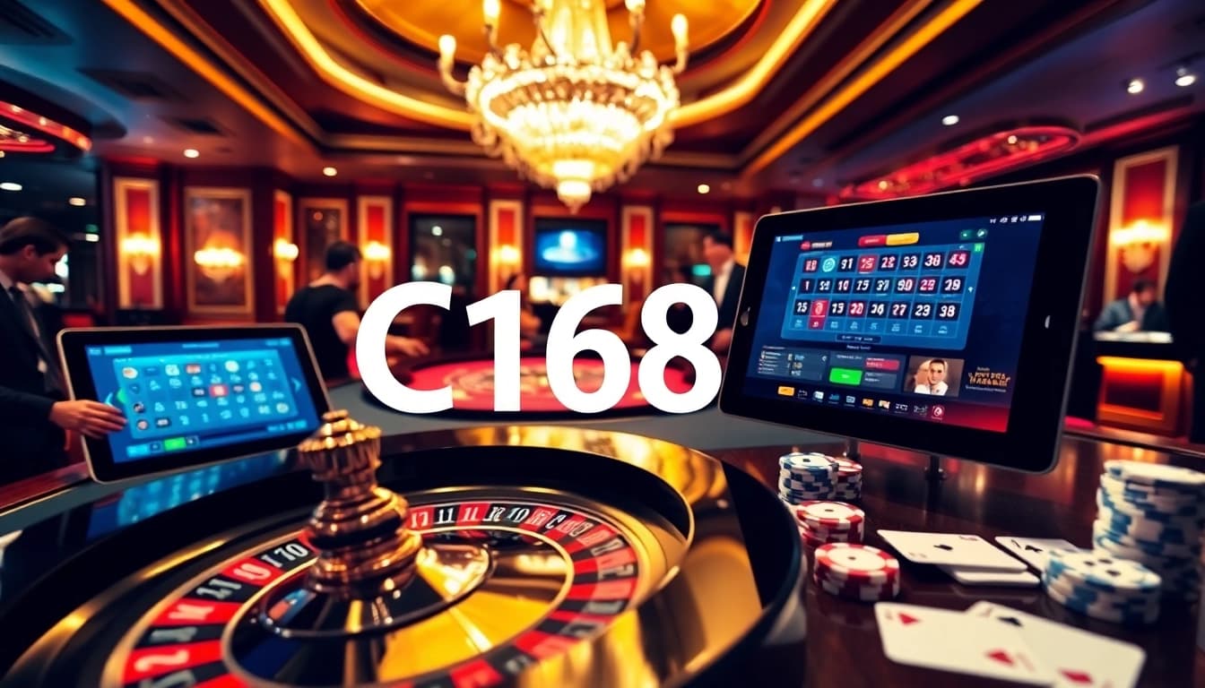 Betting action at a C168 casino table with elegant ambiance and vibrant atmosphere.