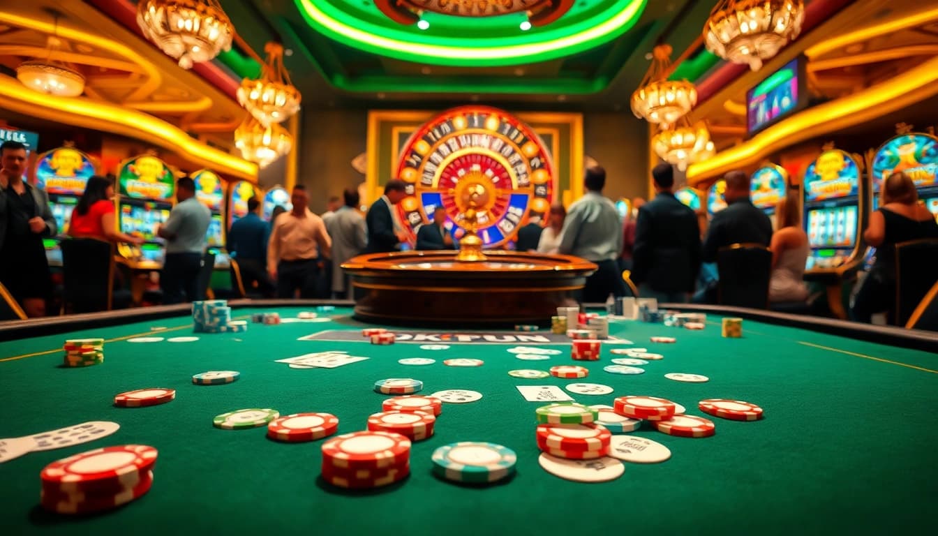 Players enjoying a thrilling game experience at OKFUN casino.
