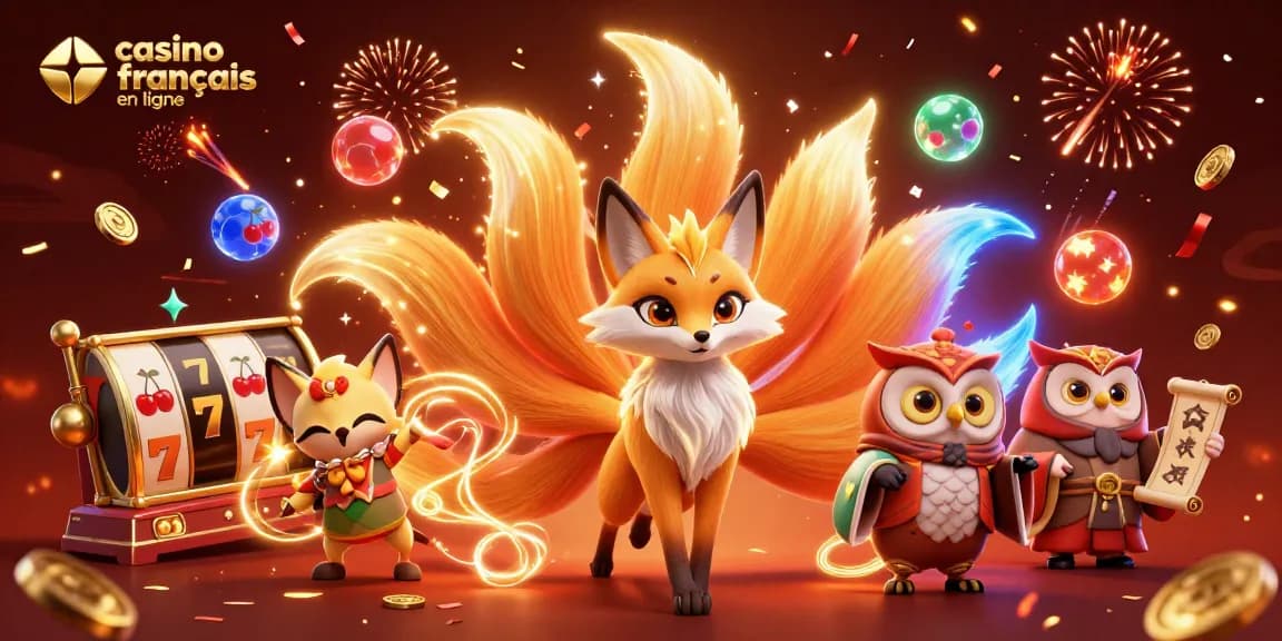 Ressentez l'excitation de gagner au casino français en ligne avec des personnages 3D colorés et des éléments de jeu vibrants.
