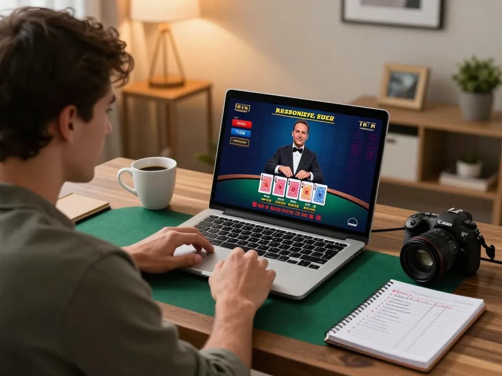 KONG 88 player strategizing during live blackjack in a cozy home office.