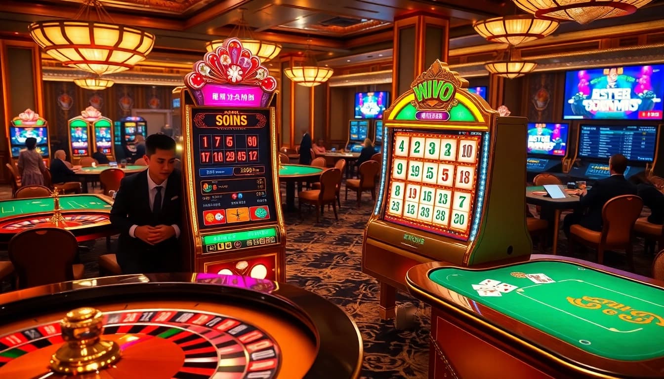 Experience exciting gameplay with an akun demo as players engage with vibrant slot machines and casino elements.