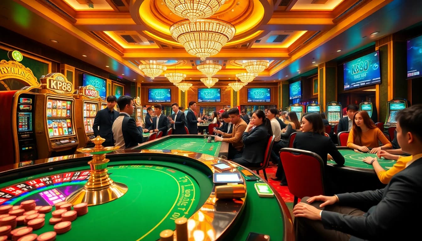 Players enjoying a thrilling KP88 casino experience with exciting games and vibrant atmosphere.