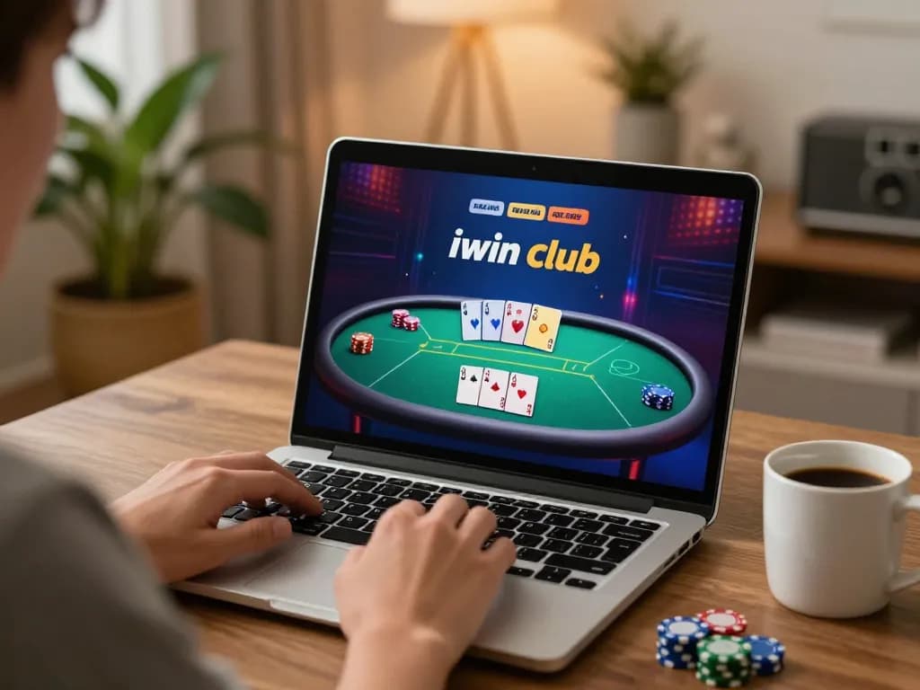 Engaging gameplay at iwin club online poker table showing cards and chips clearly visible.