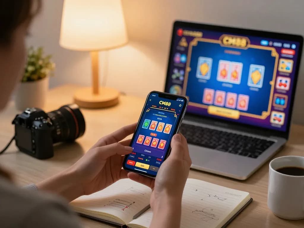 CM88 app displayed on smartphone during an online casino gaming session highlighting vibrant gameplay experience