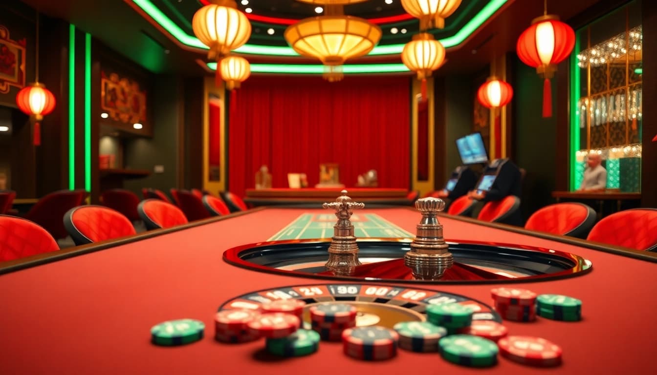 Experience the thrill at the Best Casino Online in Singapore with vibrant gaming tables and roulette.