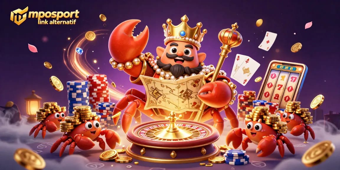 Engage with MPOSPORT link alternatif for thrilling casino action featuring gold crab emperor and casino elements.