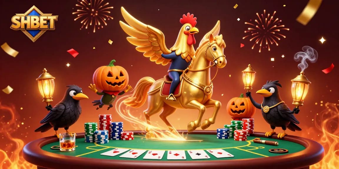 Engage with SHBET through an exciting casino scene filled with colorful gaming elements.