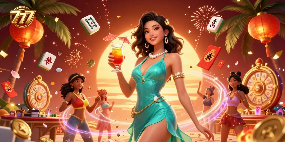 Engage with thrilling 777 casino slots at a vibrant beach resort atmosphere full of excitement.