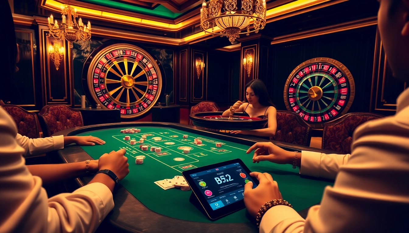 Players engage in high-stakes poker at B52 CLUB, showcasing excitement and luxury in gambling.