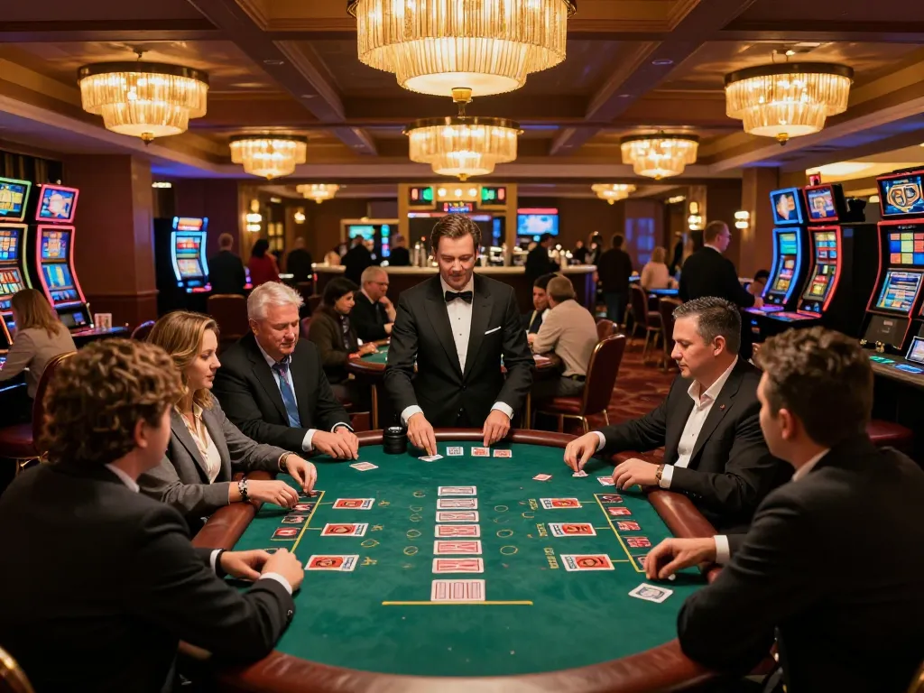 Players enjoying dynamic blackjack gameplay at 789bet casino, capturing excitement in a luxurious atmosphere