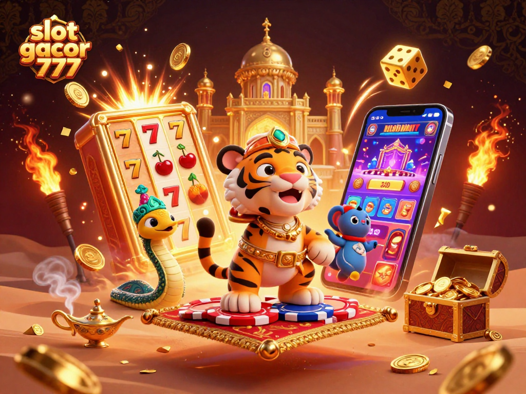 Spin the reels at slot gacor 777 for jackpot wins in a vibrant, dynamic casino scene.