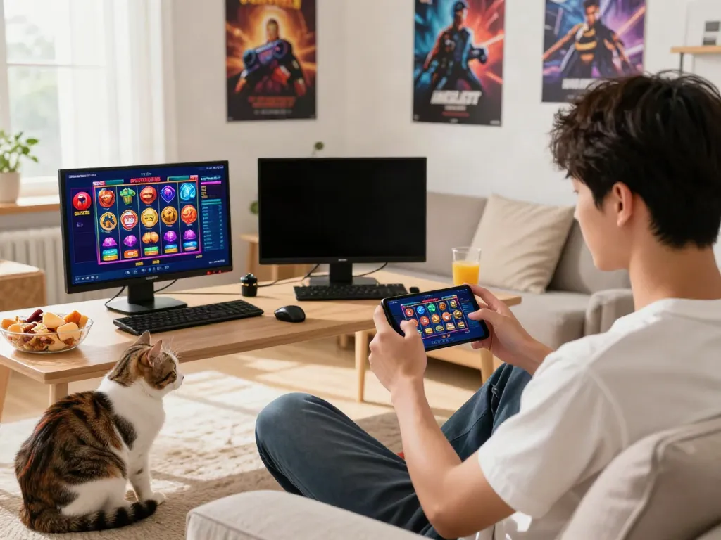 Pengalaman bermain judi slot pragmatic gacor online di ruang tamu yang nyaman.