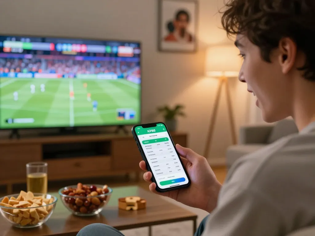 Engaging in kp88 bet during live sports action on smartphone, showcasing thrilling betting experience