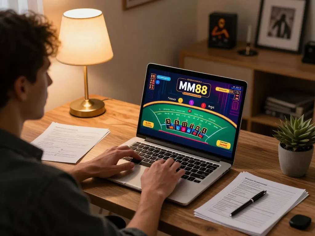 Engaging in strategic gameplay at online casino MM88, showcasing live dealer blackjack