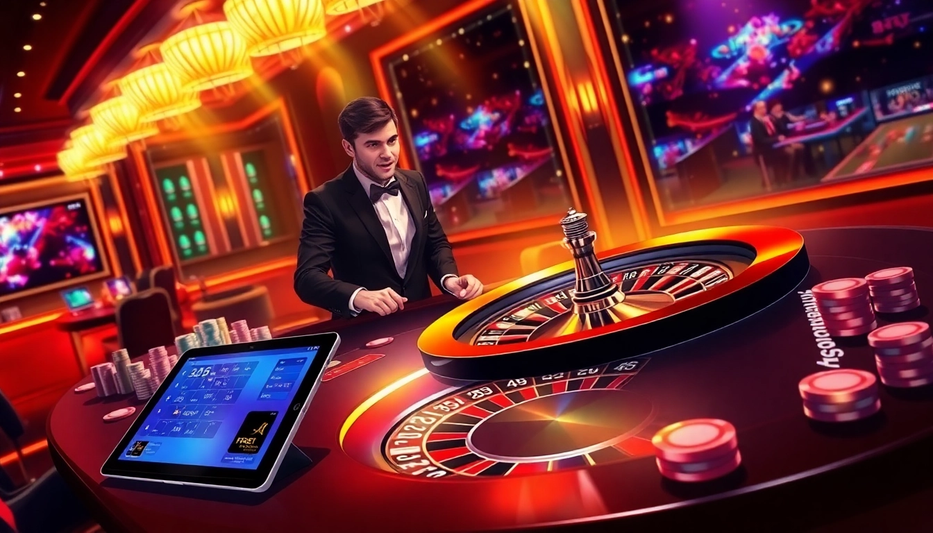 Excited player placing bets at the F8BET roulette table in a luxury casino setting