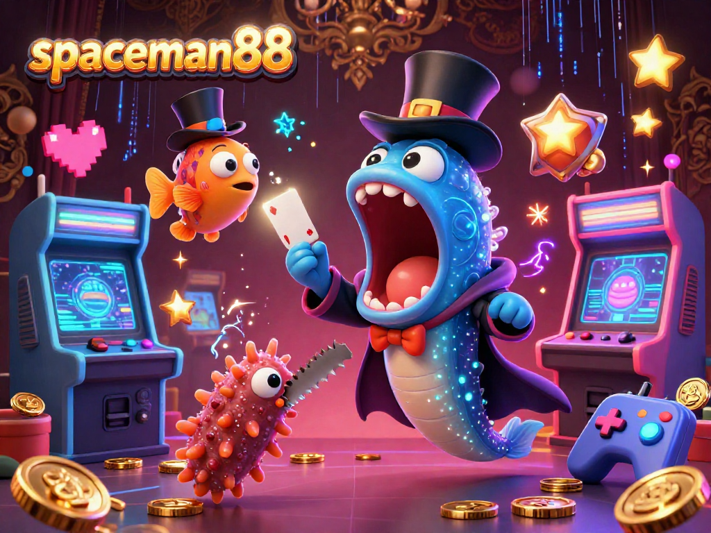 Experience thrilling action at spaceman88 with a vibrant deep-sea gaming scene showcasing unique characters and visuals.