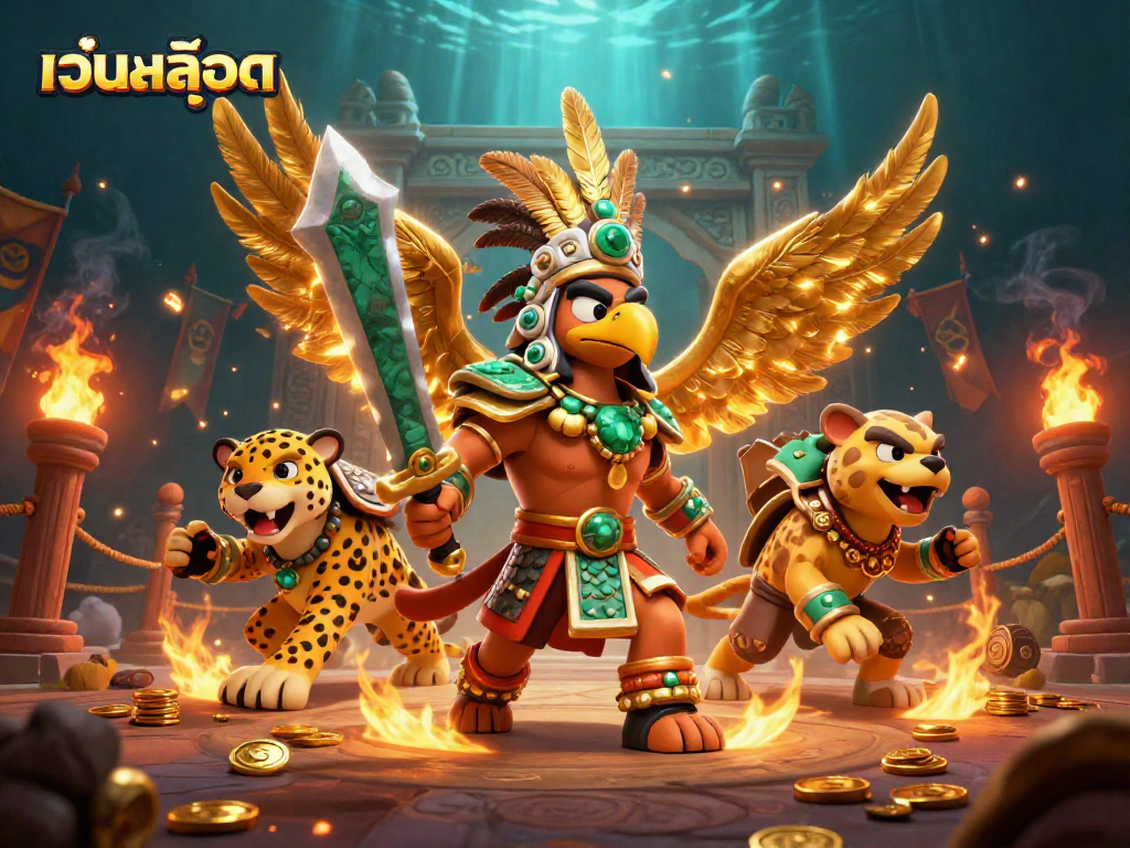 Spin thrilling เว็บสล็อต reels with dynamic Aztec warriors and golden coins!