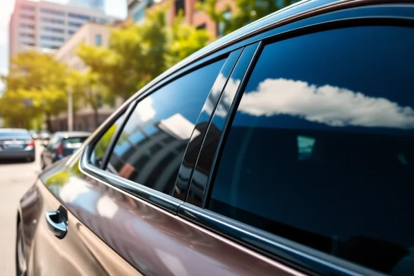 Tinting service showcasing the best window tint Chattanooga TN for vehicles in sunny urban space.