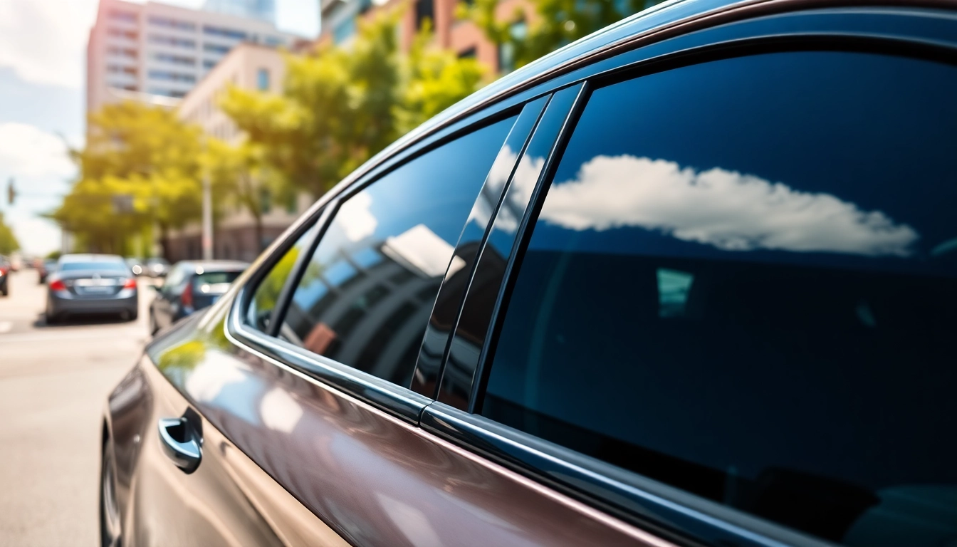 Tinting service showcasing the best window tint Chattanooga TN for vehicles in sunny urban space.