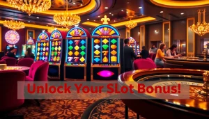 Win88 slot bonus displayed prominently amid an exciting casino environment, energizing players to engage.