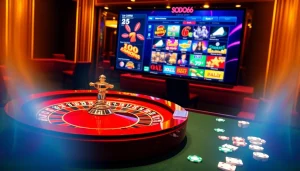 SODO66 captures the thrill of online gambling with vibrant casino tables and colorful chips.