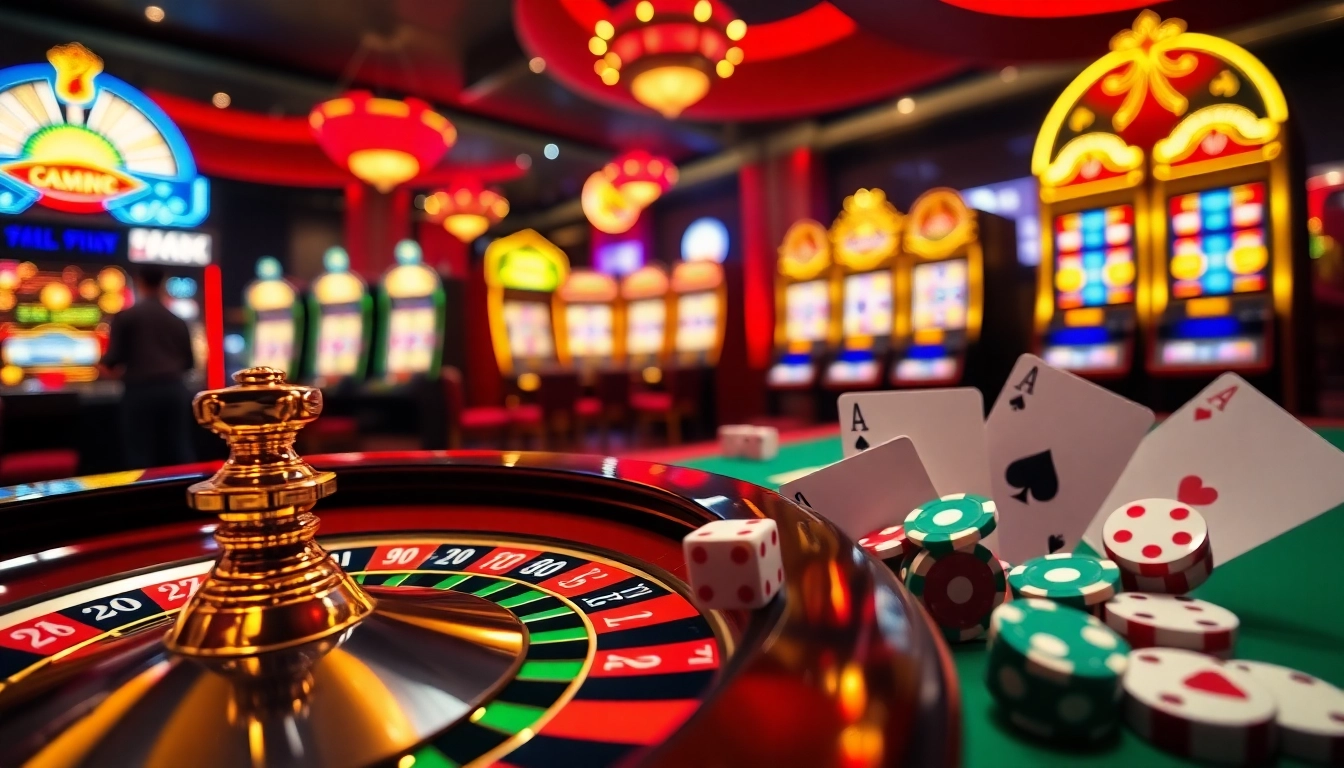 Experience excitement at Rik vip's dynamic casino scene with thrilling games and vibrant colors.