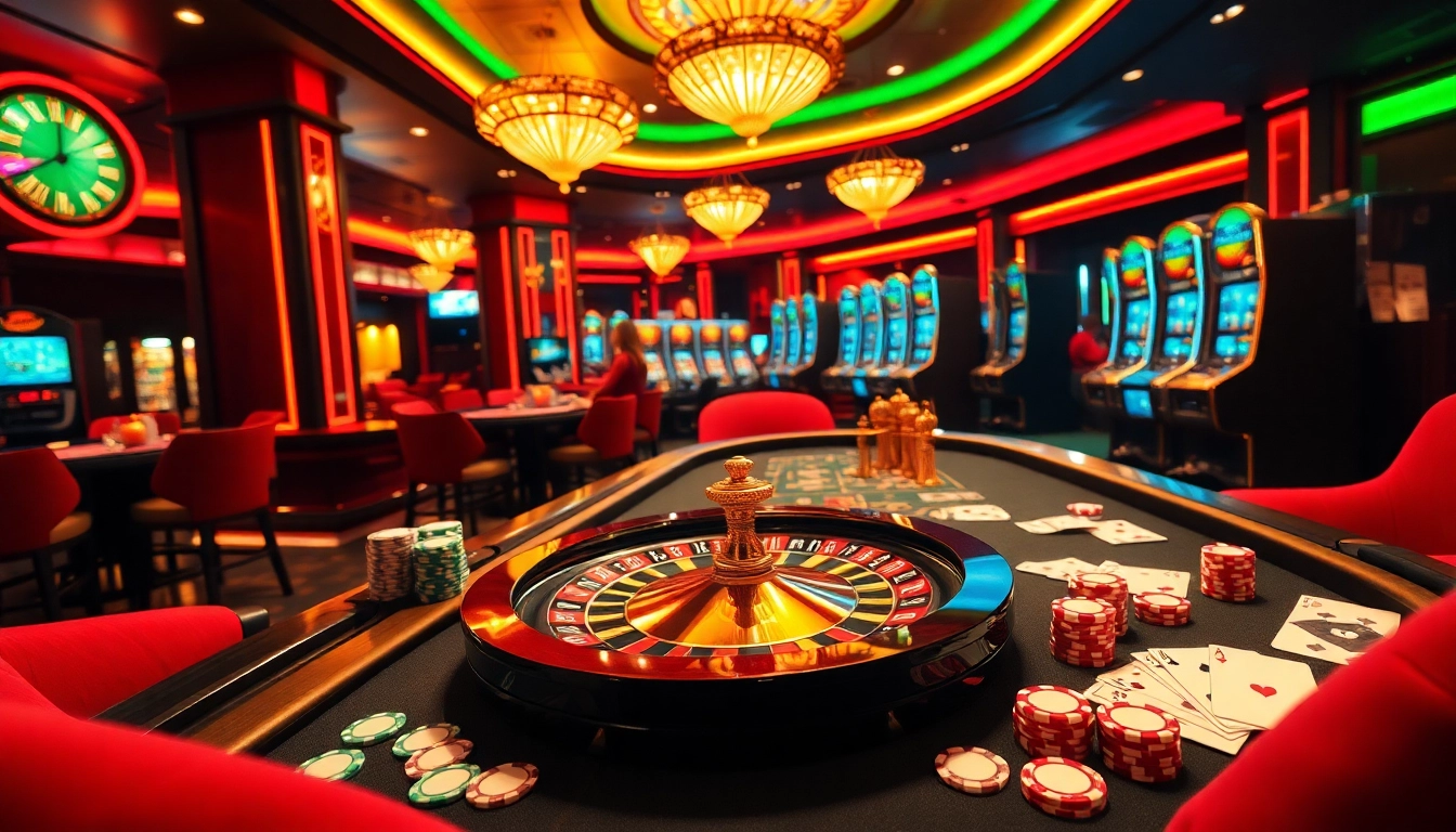 Experience the excitement of gambling at Trang Chủ GO88 with roulette wheels and poker chips.