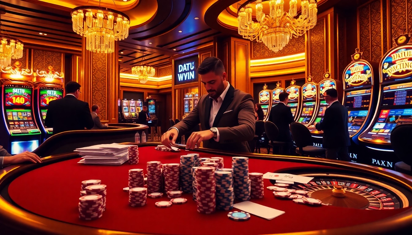 Pemain merasakan kegembiraan dengan 'Datuk Win' di meja poker mewah dalam kasino.