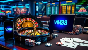 Engage with VM88’s advanced online casino platform featuring roulette, poker chips, and live betting options