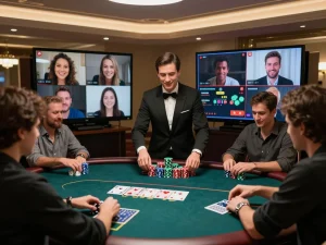 Engaged players at https://lv88cha.com/ enjoying a live poker game online with a professional dealer.