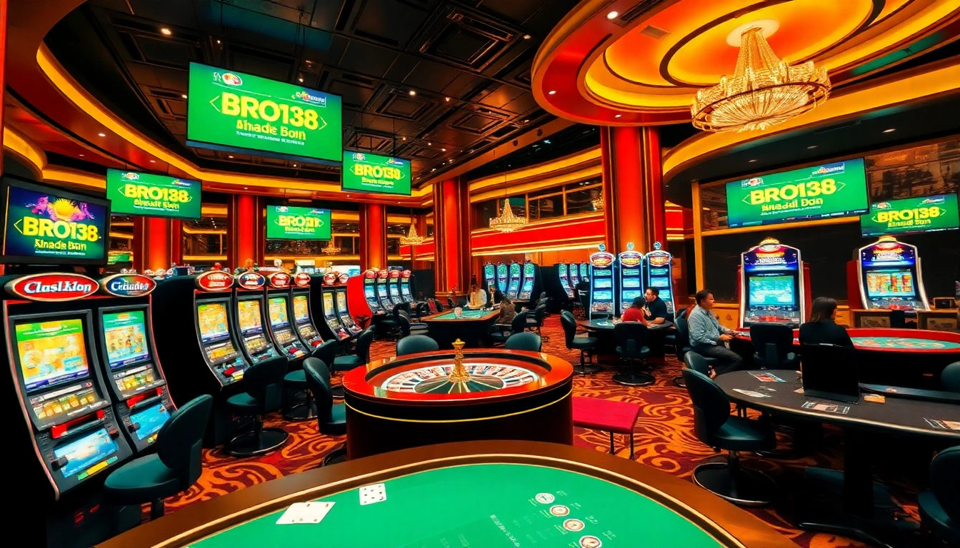 Engaging players enjoying BRO138: Promo akhir tahun Toto Slot Terbaru Murah Hanya 10.000 in a luxurious casino setting.