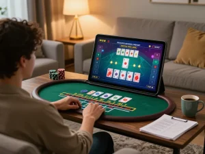 Play live dealer baccarat at home through https://sc88.casino/ with a tablet, showcasing strategic gaming