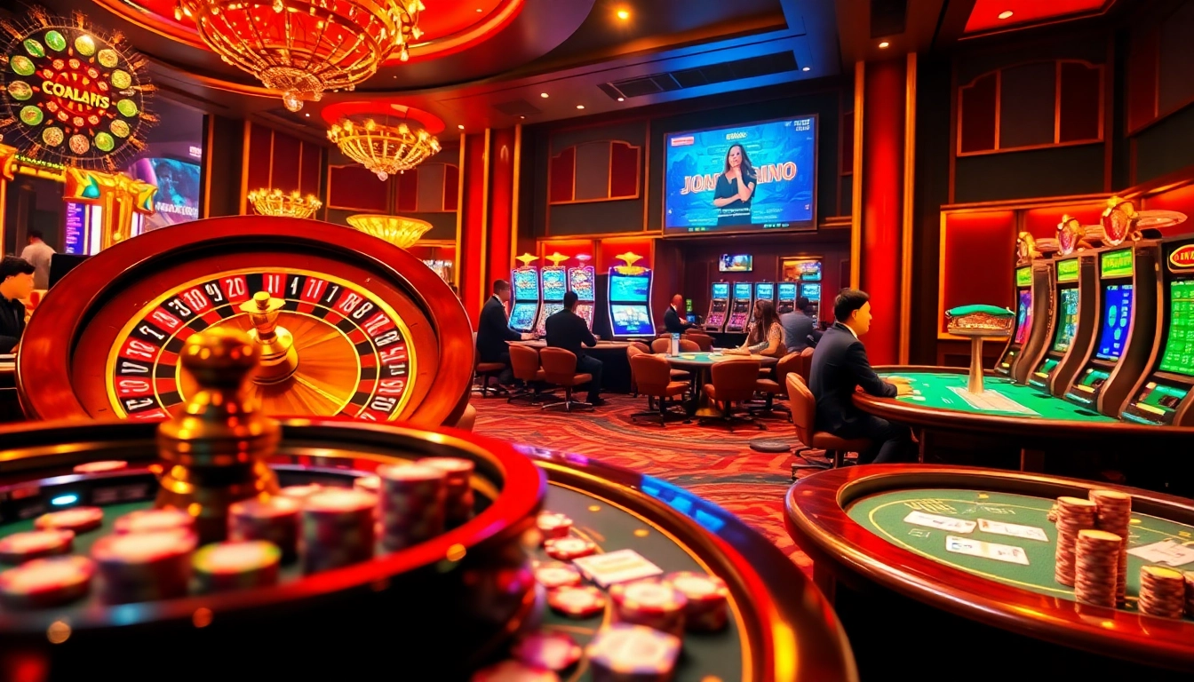 Experience thrilling gambling excitement at https://nhacaiuytinvn.us.com/ with vibrant casino tables and colorful slots.