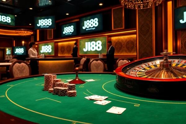 Experience high-stakes poker action at J88's luxurious casino tables.