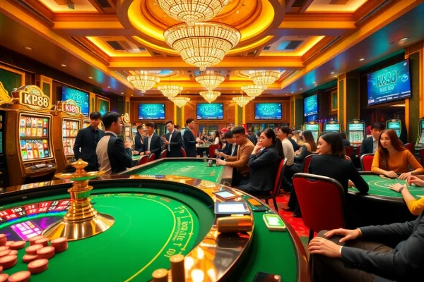 Players enjoying a thrilling KP88 casino experience with exciting games and vibrant atmosphere.