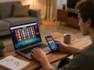 Experience thrilling gameplay on bdtk66 online, with engaging slots and poker strategies visible on the screen
