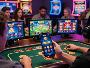 Exciting digital gaming experience at trang hm88 with players engaged in sports betting and casino games.