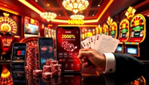 Engaging gambler using NK88 app with vibrant casino chips and live betting interface