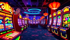 Join the excitement of lego138 daftar with vivid slot machines and casino elements in a luxurious setting.