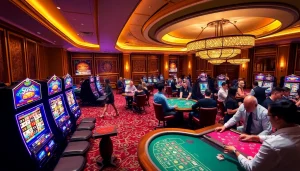 SODO Casino scene with players engaging at vibrant tables and slot machines.