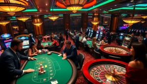 Players enjoying an exciting gaming experience at 23win casino tables with lively atmosphere.