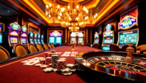 Engaging scene of a B29-themed casino table with poker chips and a roulette wheel.