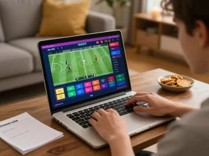 Experience sports betting excitement at home with 88xx, featuring a vibrant interface and engaged player.