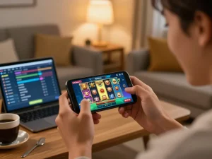 Momen bermain yang menarik di aplikasi Wbo77 menampilkan slot yang hidup dan interaksi pengguna