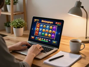 Permainan slot online yang menarik di Bintangmpo dengan gulungan berputar yang cerah dan catatan strategis.