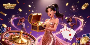 Vivez l'adrénaline au meilleur casino en ligne en France avec un coffre au trésor éblouissant débordant de pièces.