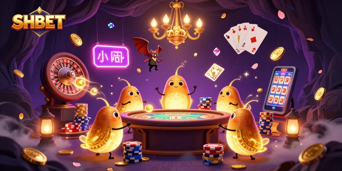 Experience the thrill of SHBET with vibrant glowworms lighting up a dynamic cave casino scene