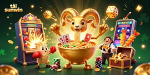 Join the fun with tải sunwin, a vibrant illustration showcasing casino games and characters in action.