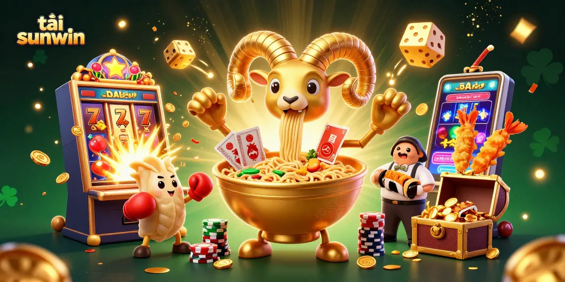 Join the fun with tải sunwin, a vibrant illustration showcasing casino games and characters in action.